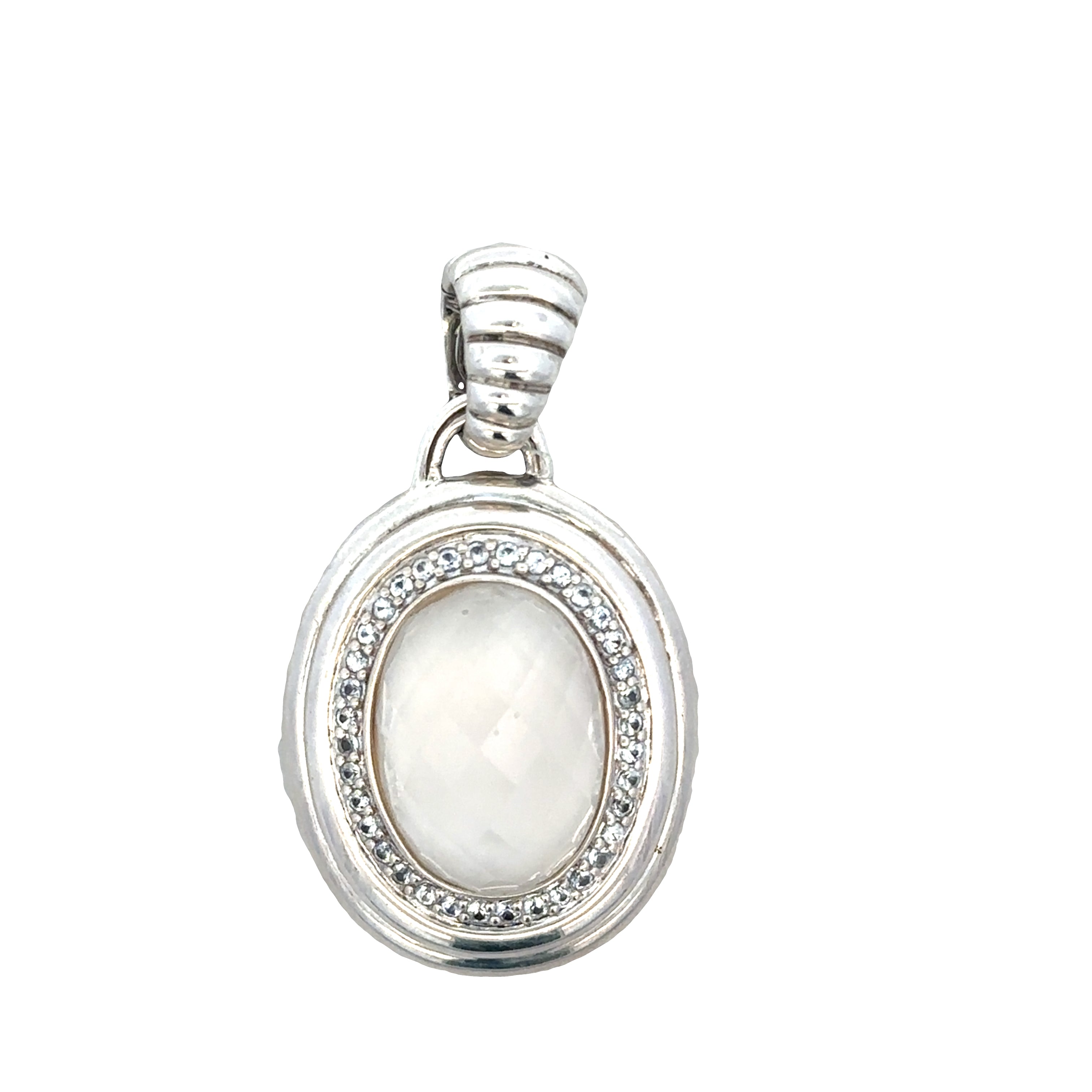 Estate John Hardy Sterling Silver White Quartz & White Sapphire Pendant – Circa 1990s