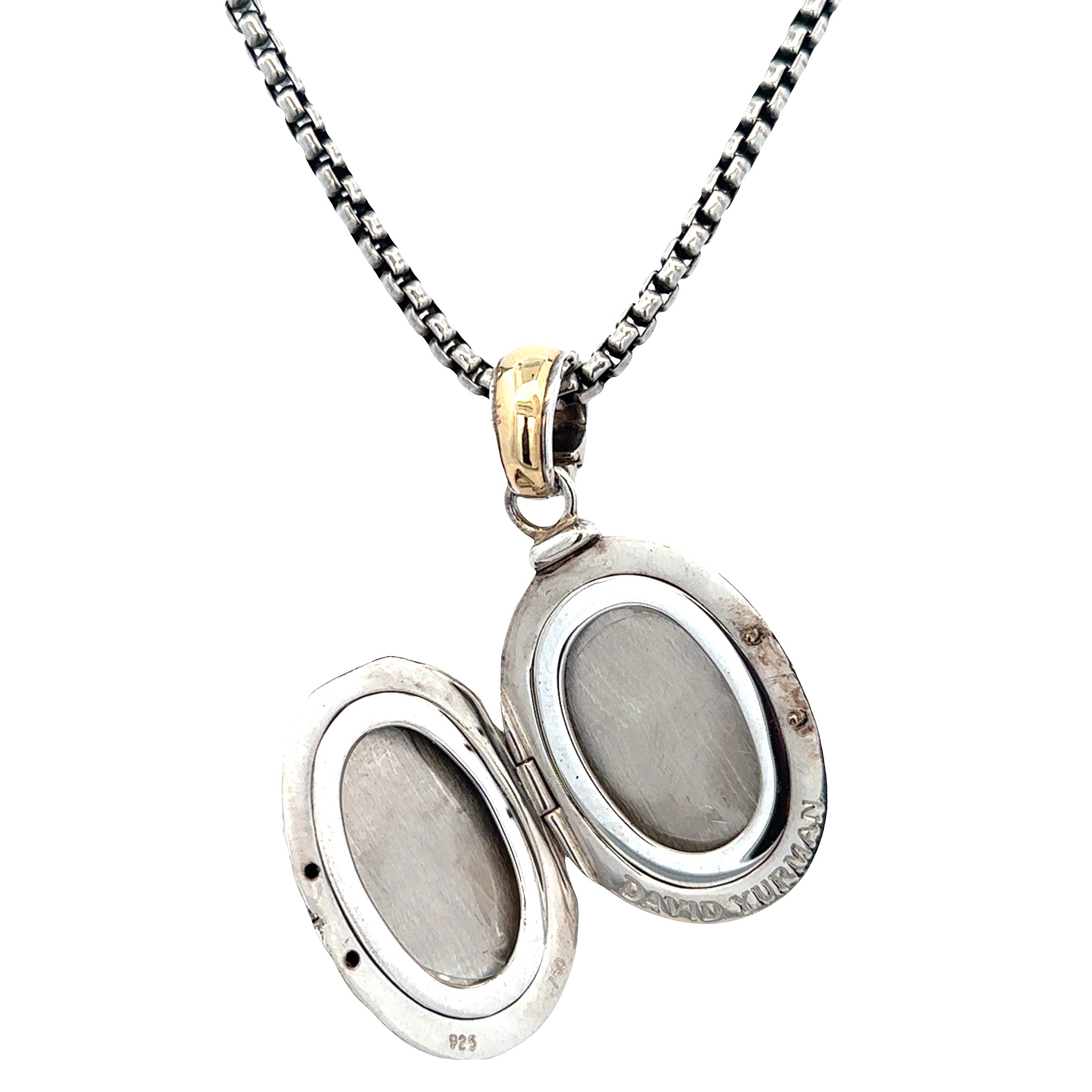 Estate David Yurman Sterling Silver & 18k Yellow Gold Cable Locket Necklace – 16"