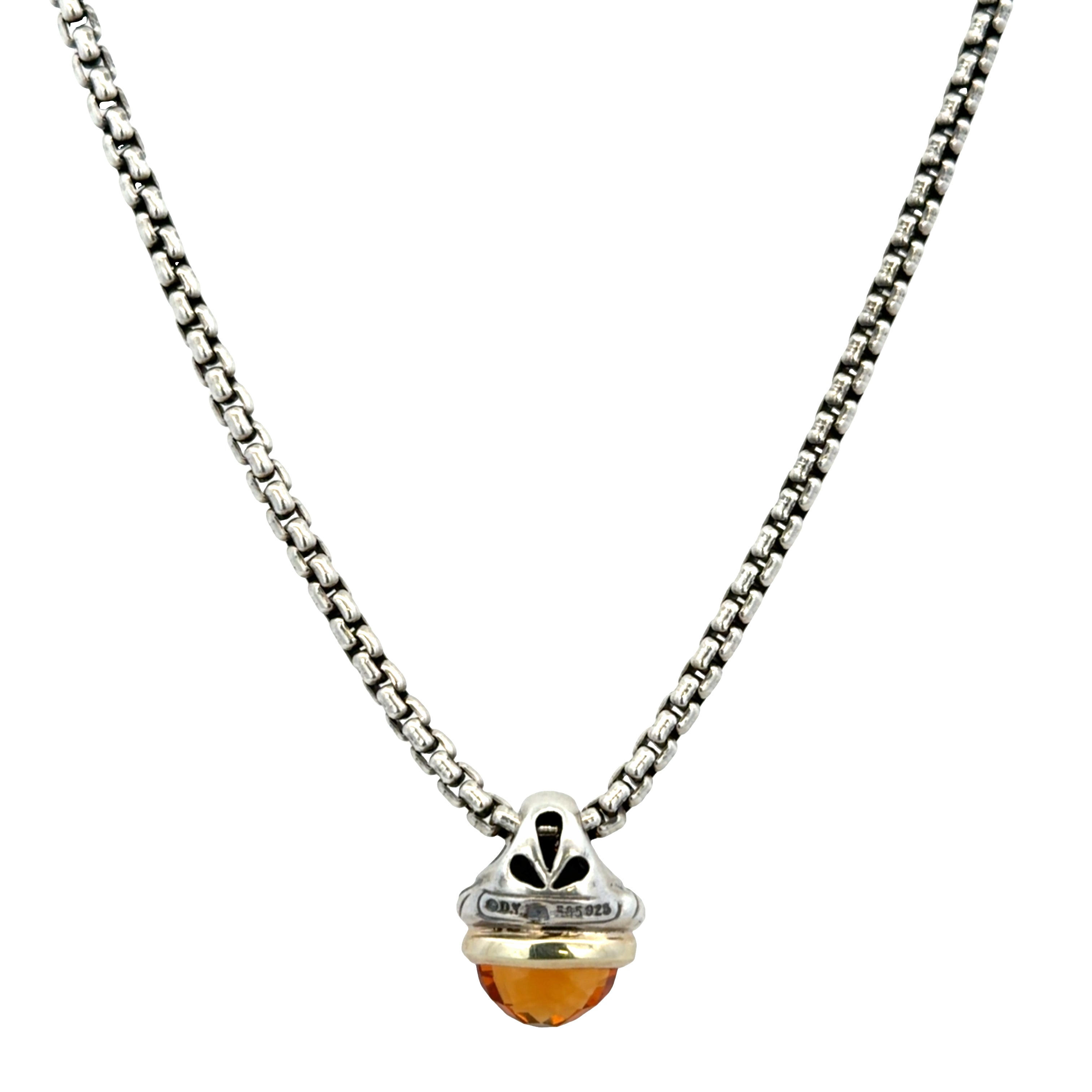 Estate David Yurman Sterling Silver & 14k Yellow Gold Acorn Pendant Necklace – 16"