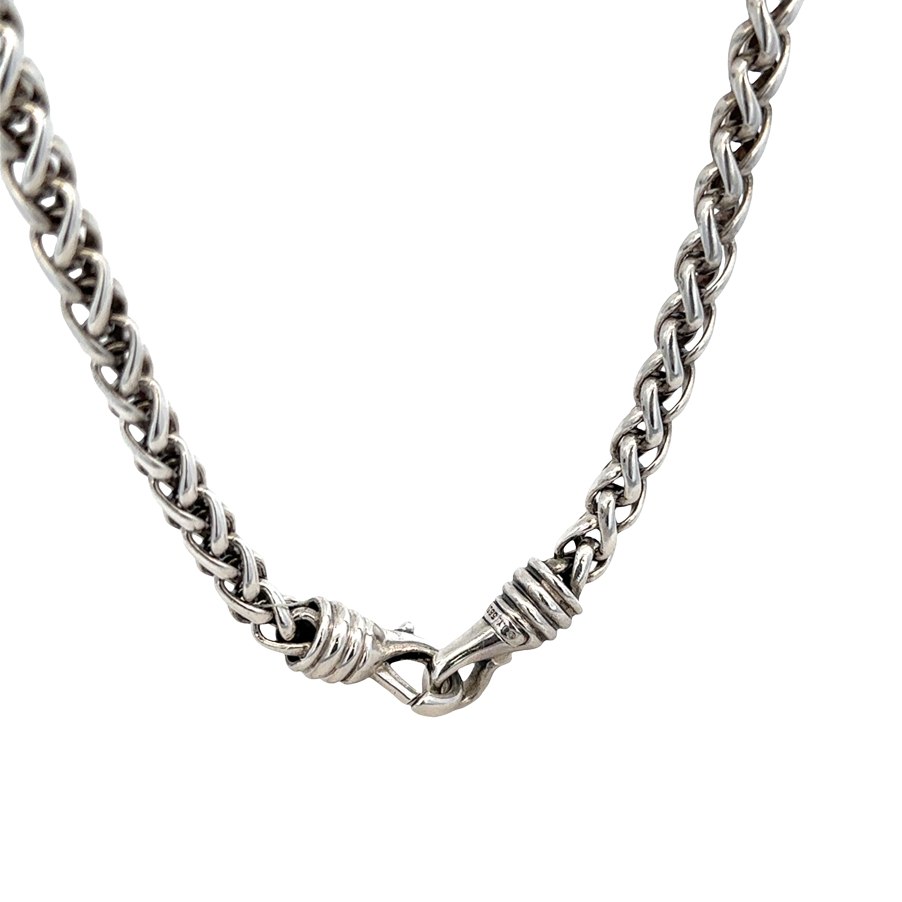 Estate David Yurman Sterling Silver & 14k Yellow Gold Pearl Wheat Chain Necklace – 18 Inches