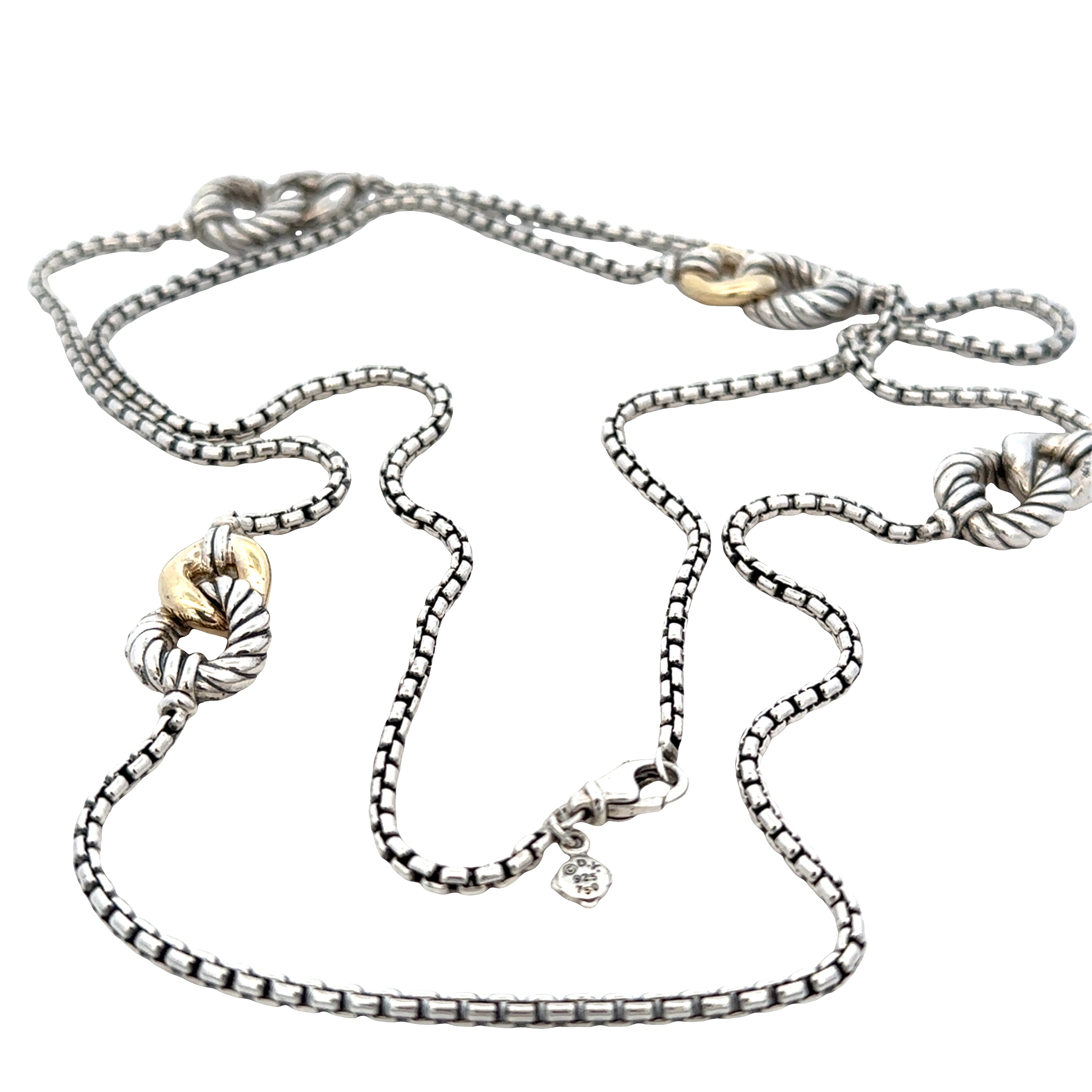 Estate David Yurman Belmont Collection Sterling Silver & 18k Yellow Gold Necklace – 36 Inches