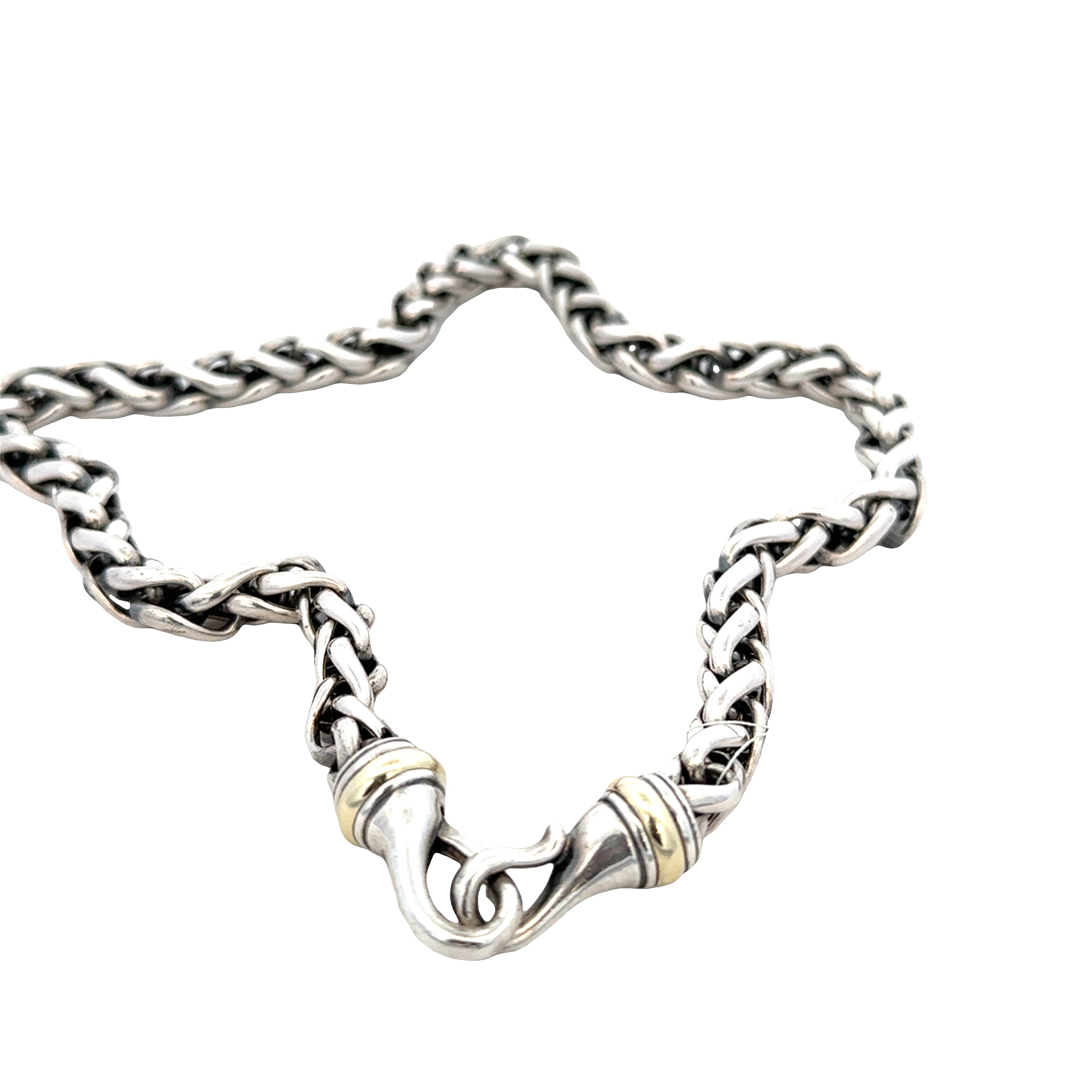 Estate David Yurman Sterling Silver & 14k Yellow Gold Wheat Chain Necklace – 16 Inches