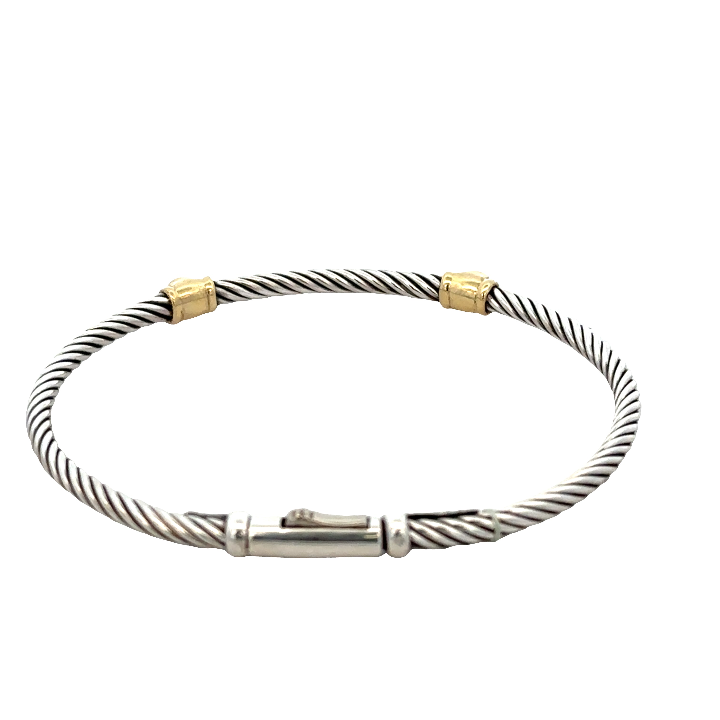 Estate David Yurman Sterling Silver & 18k Yellow Gold Diamond Bracelet