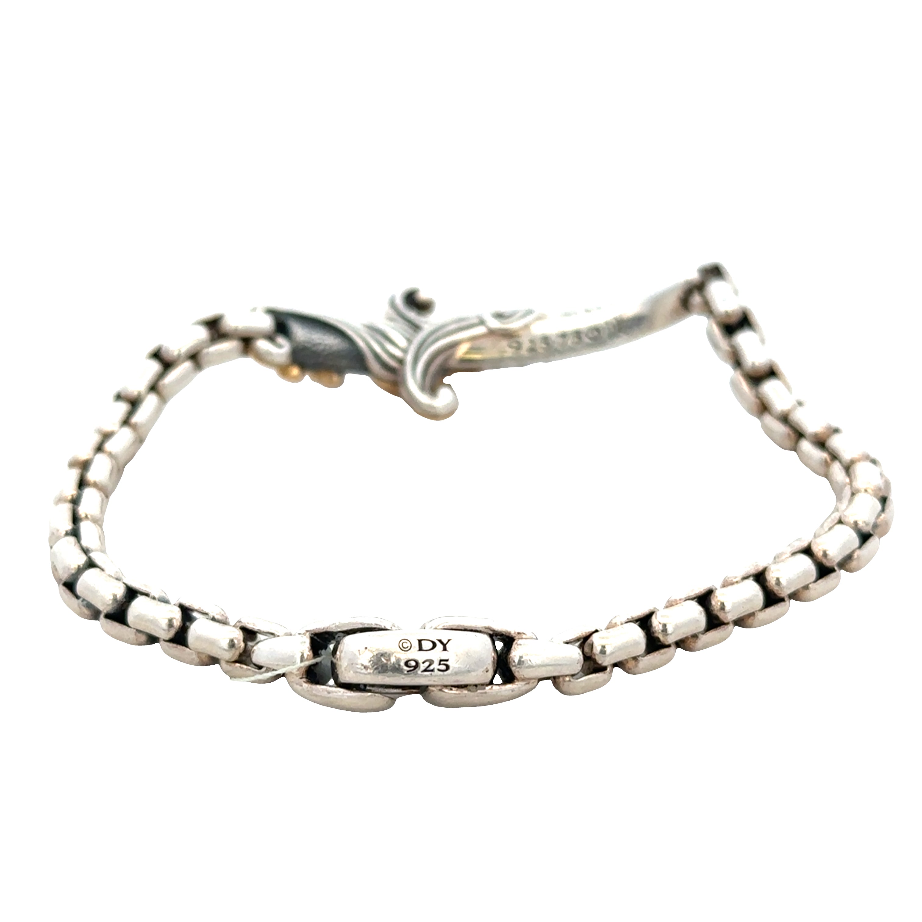 Pre-Owned David Yurman Sterling Silver & 18k Yellow Gold Black Diamond Dagger Bracelet – 8"