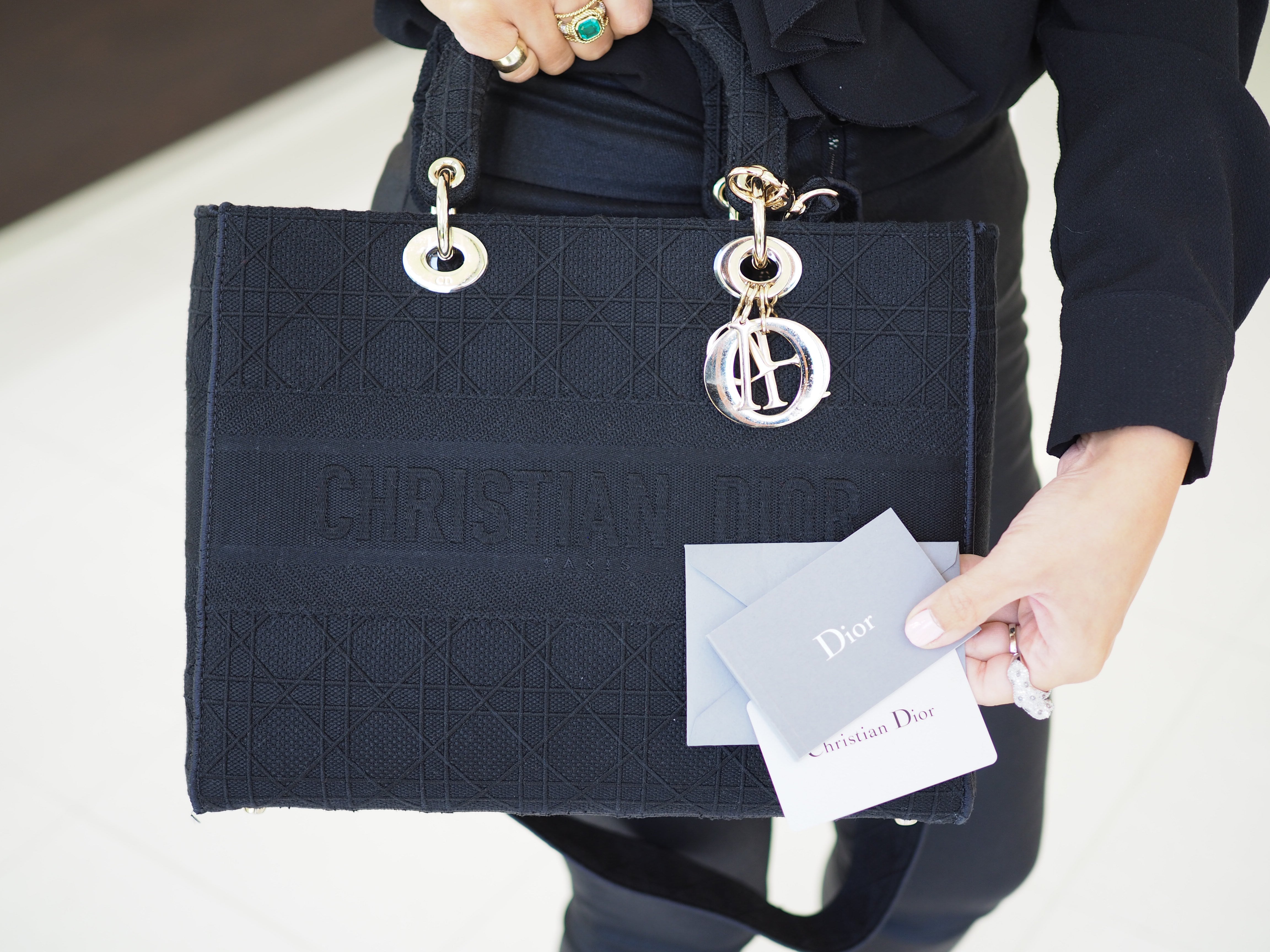 Pre-Owned Christian Dior Medium D-Lite Cannage Embroidered Canvas Handbag