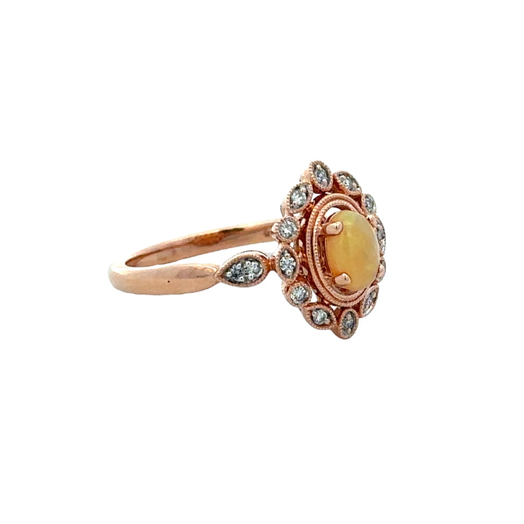 Opal and Diamond Ring in Rose Gold