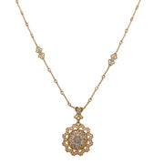 Openwork Diamond Accented Circular Station Necklace in Yellow Gold