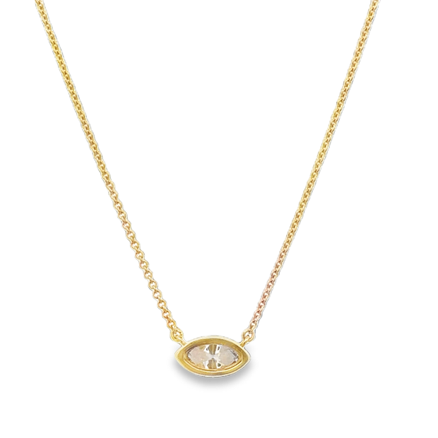 GIA 1.0 ct. Marquise Cut Diamond Necklace in Yellow Gold