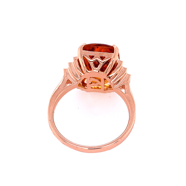 Madeira Citrine and Diamond Ring in Rose Gold