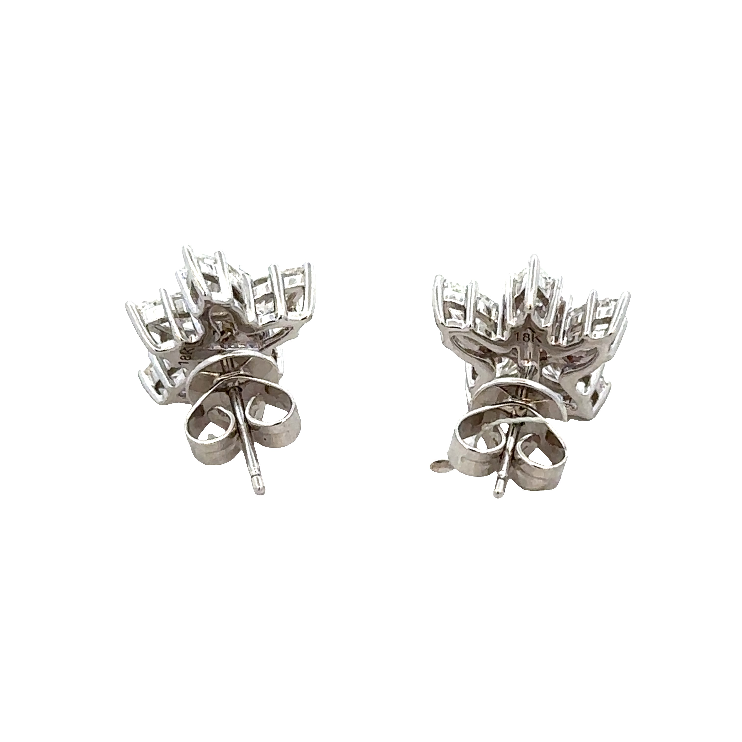 18k White Gold Diamond Star Motif Stud Earrings