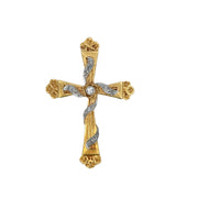 Antique Old Cut Diamond Cross in 18k Yellow and White Gold