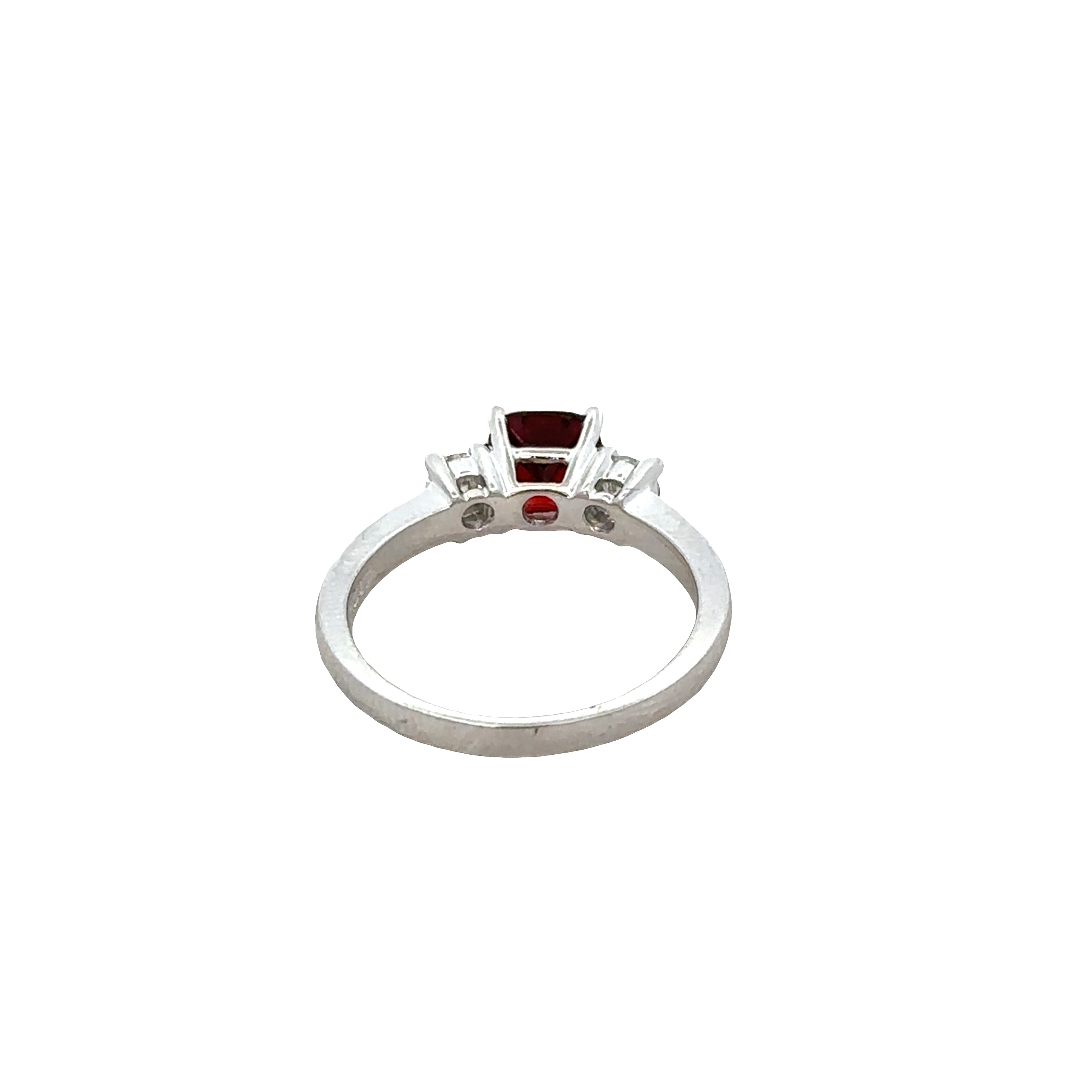 14k White Gold Garnet & Diamond Ring – Size 6.5