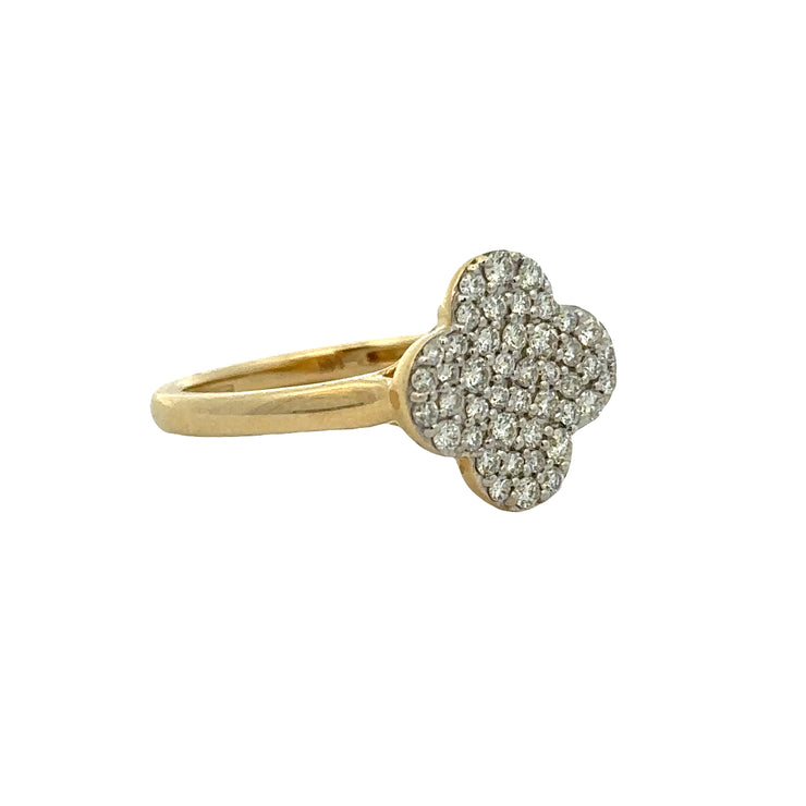 Diamond Quartrefoil Ring in Yellow Gold