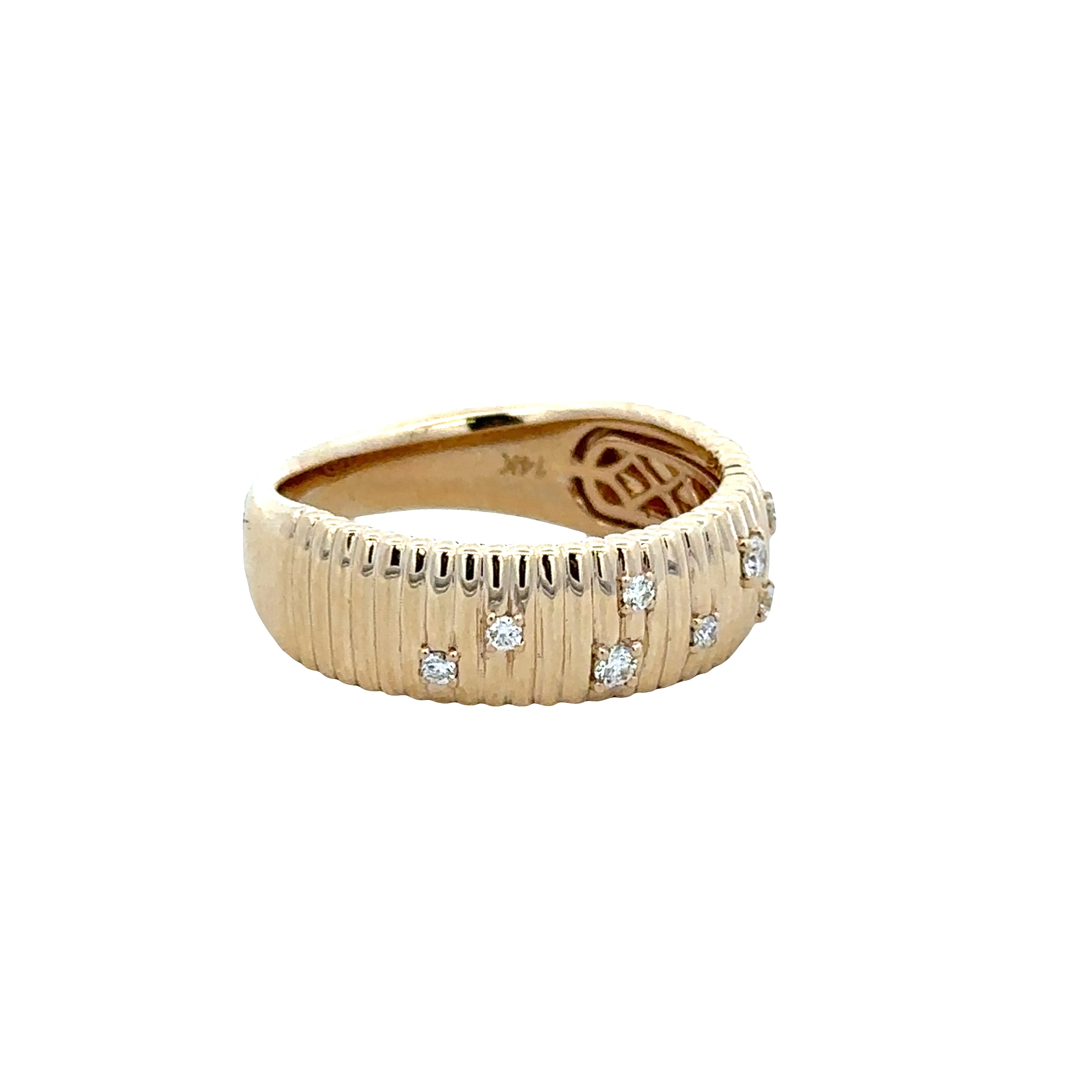 14k Yellow Gold Textured Diamond Ring – Size 6.5