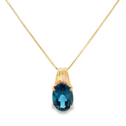 London Blue Topaz Pendant in Yellow Gold