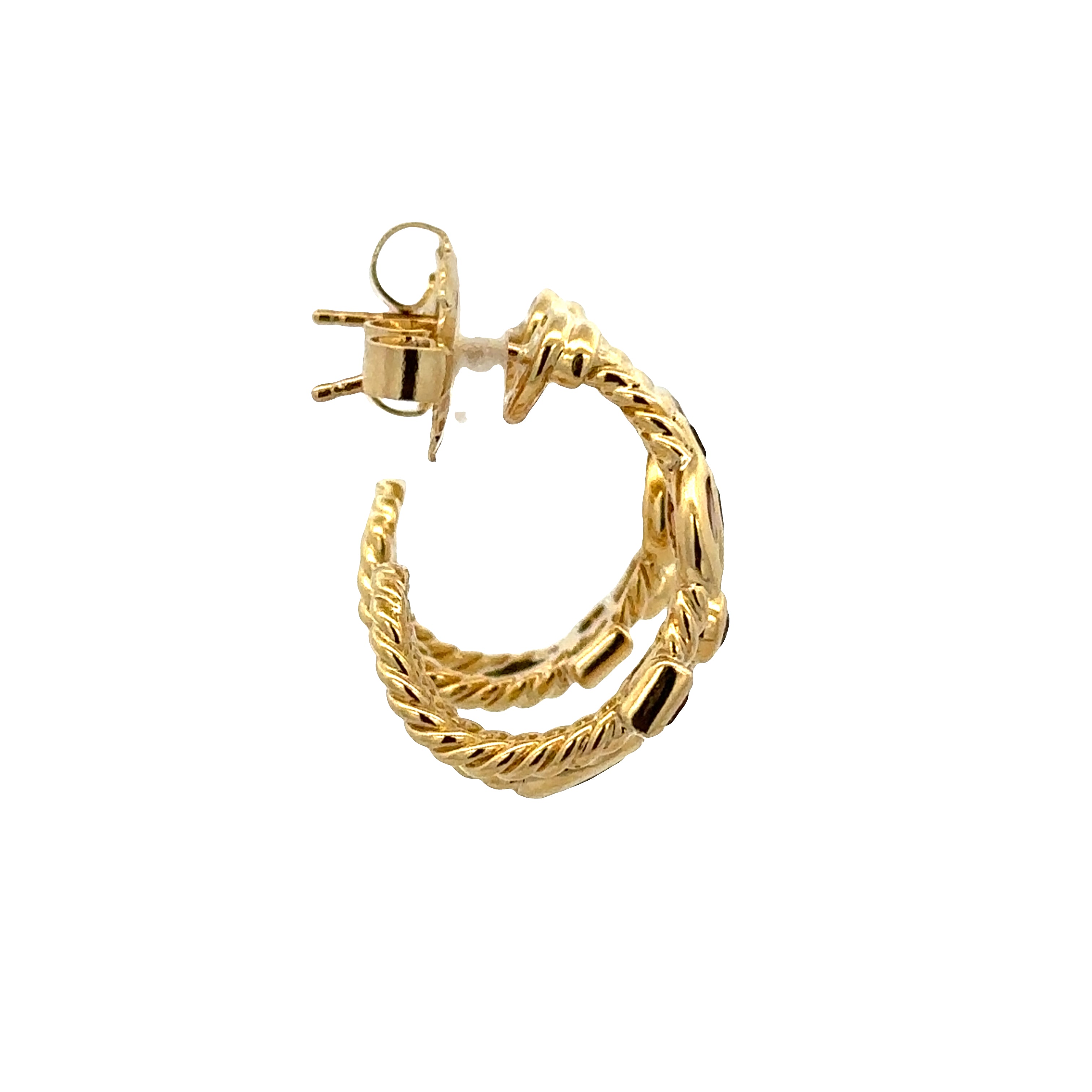 18k Yellow Gold David Yurman Multi Gemstone Huggie Earrings – 2.20 CTW