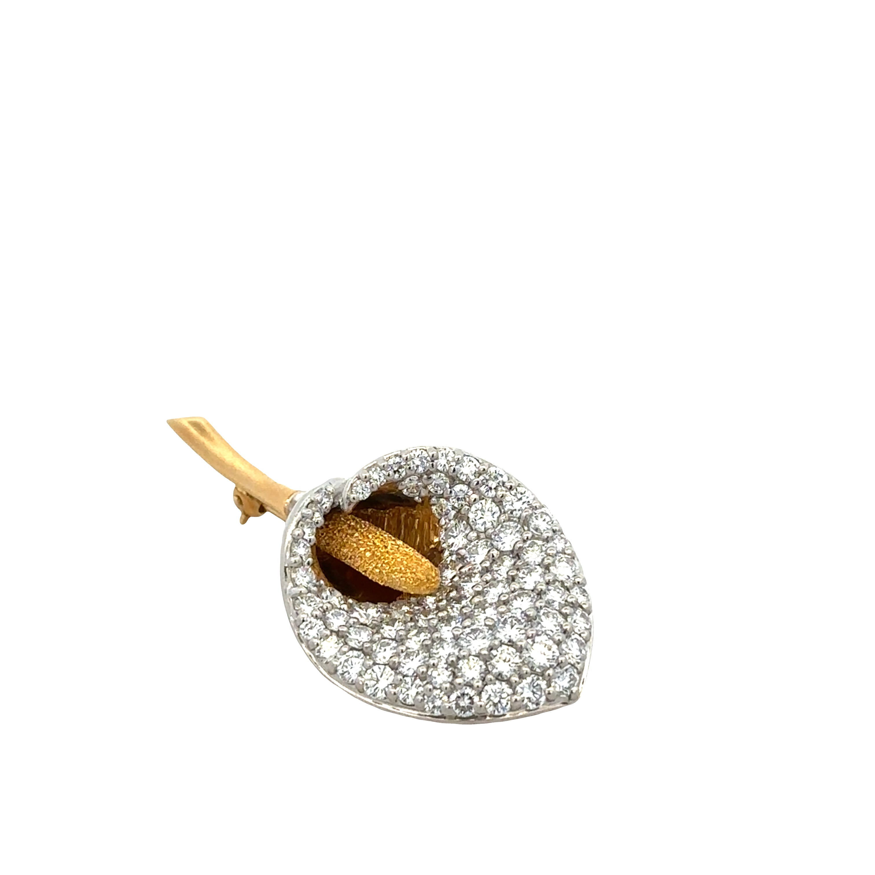 Pavé Set Diamond Lilly Brooch in Platinum and 18k Yellow Gold