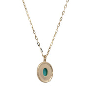 Turquoise and Pearl Pendant in Yellow Gold