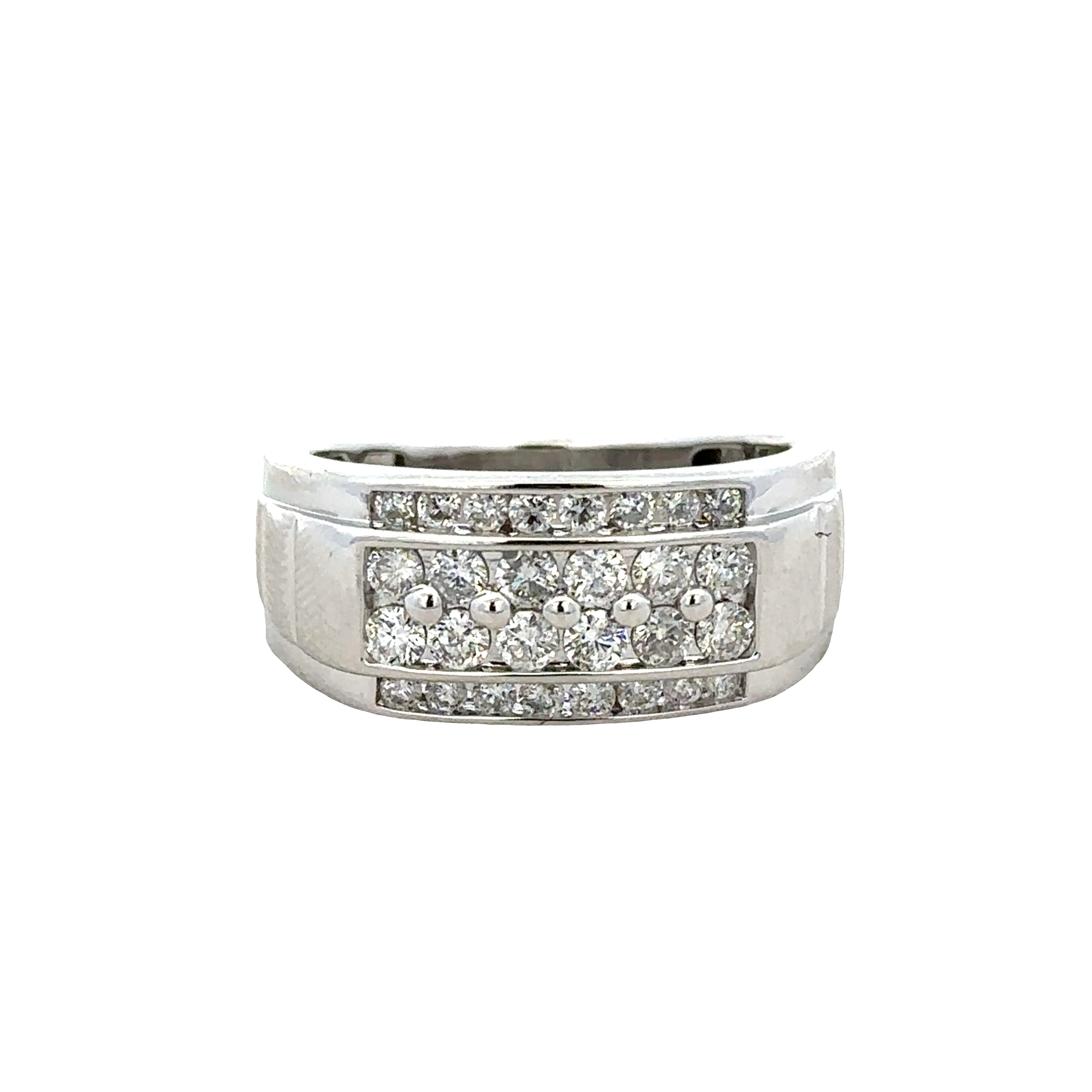14k White Gold Diamond Band Ring – Size 9