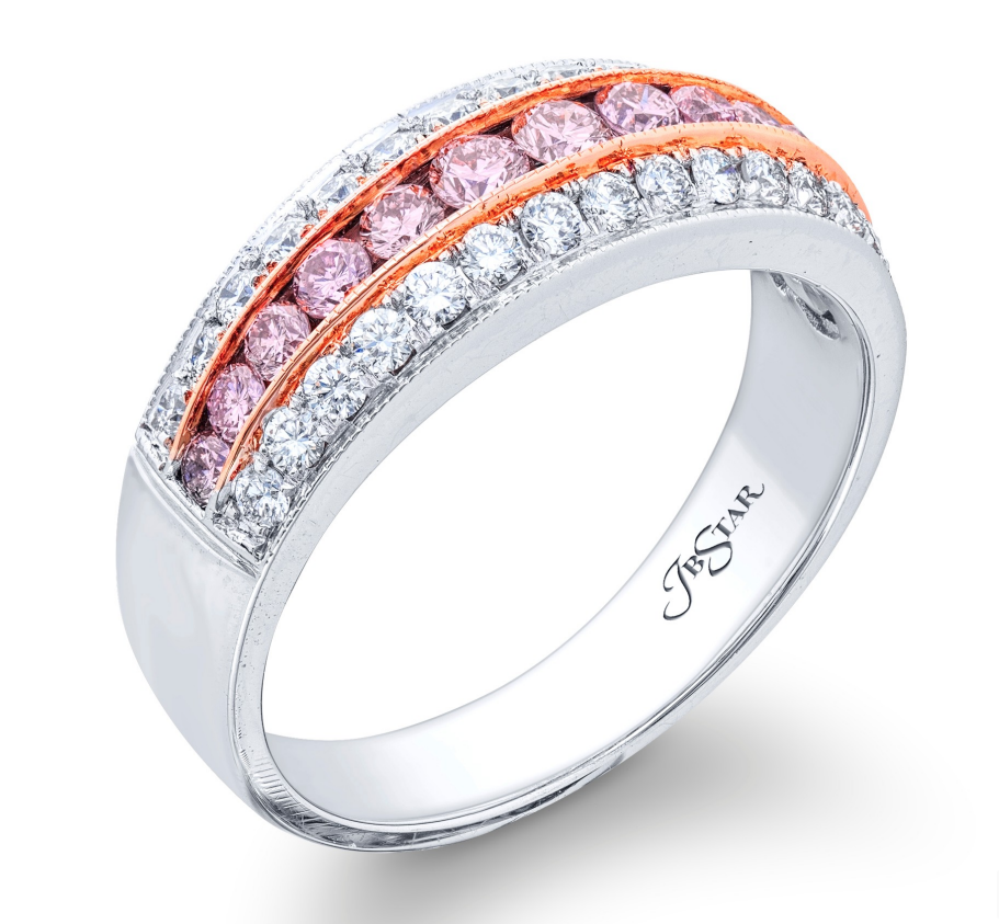 Platinum and 18k Rose Gold Fancy Pink Diamond Band