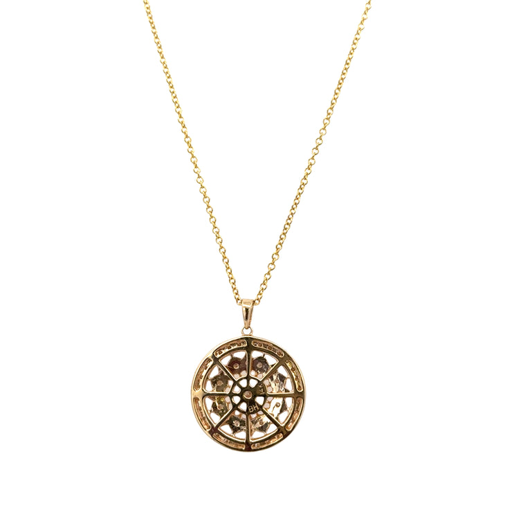 Circular Openwork Diamond Pendant in Yellow Gold