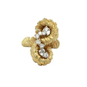 Diamond Rope Style Vintage Ring in 18k Yellow Gold
