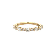 Oval and Round Cut Diamond Band in Yellow Gold