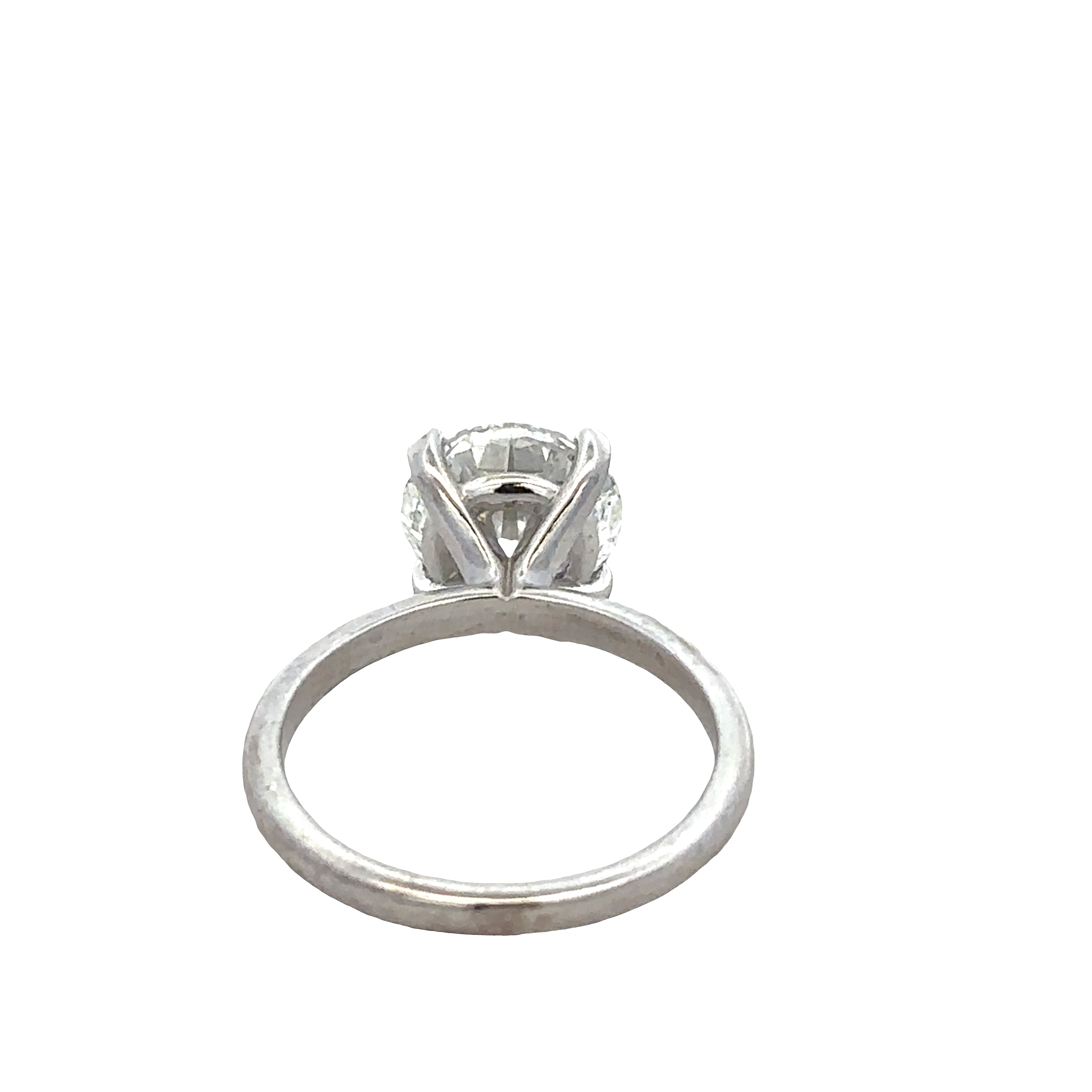 14k White Gold 3.02 Carat Round Brilliant Diamond Solitaire Engagement Ring – GIA Certified, Size 6.75