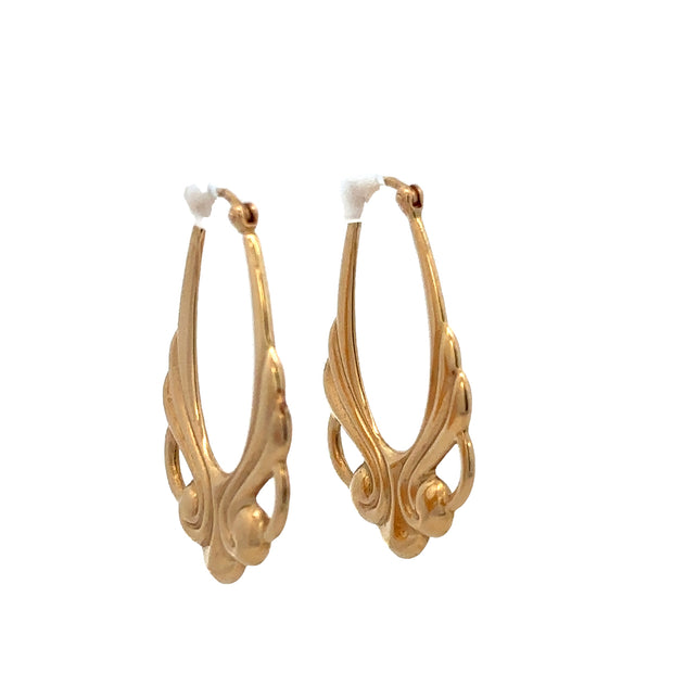 Scrolled Gold Hoop Earrings in Yellow Gold