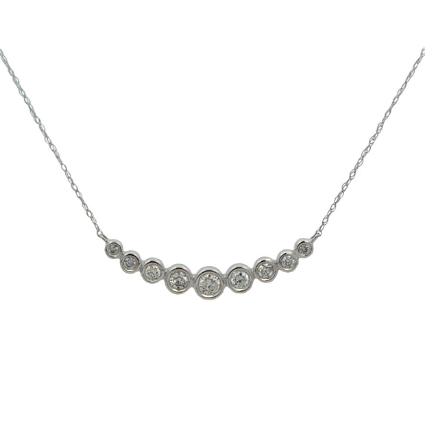Curved Diamond Bezel Necklace in White Gold
