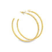 Diamond Accented Hoop Earrings in 18k Yellow Gold