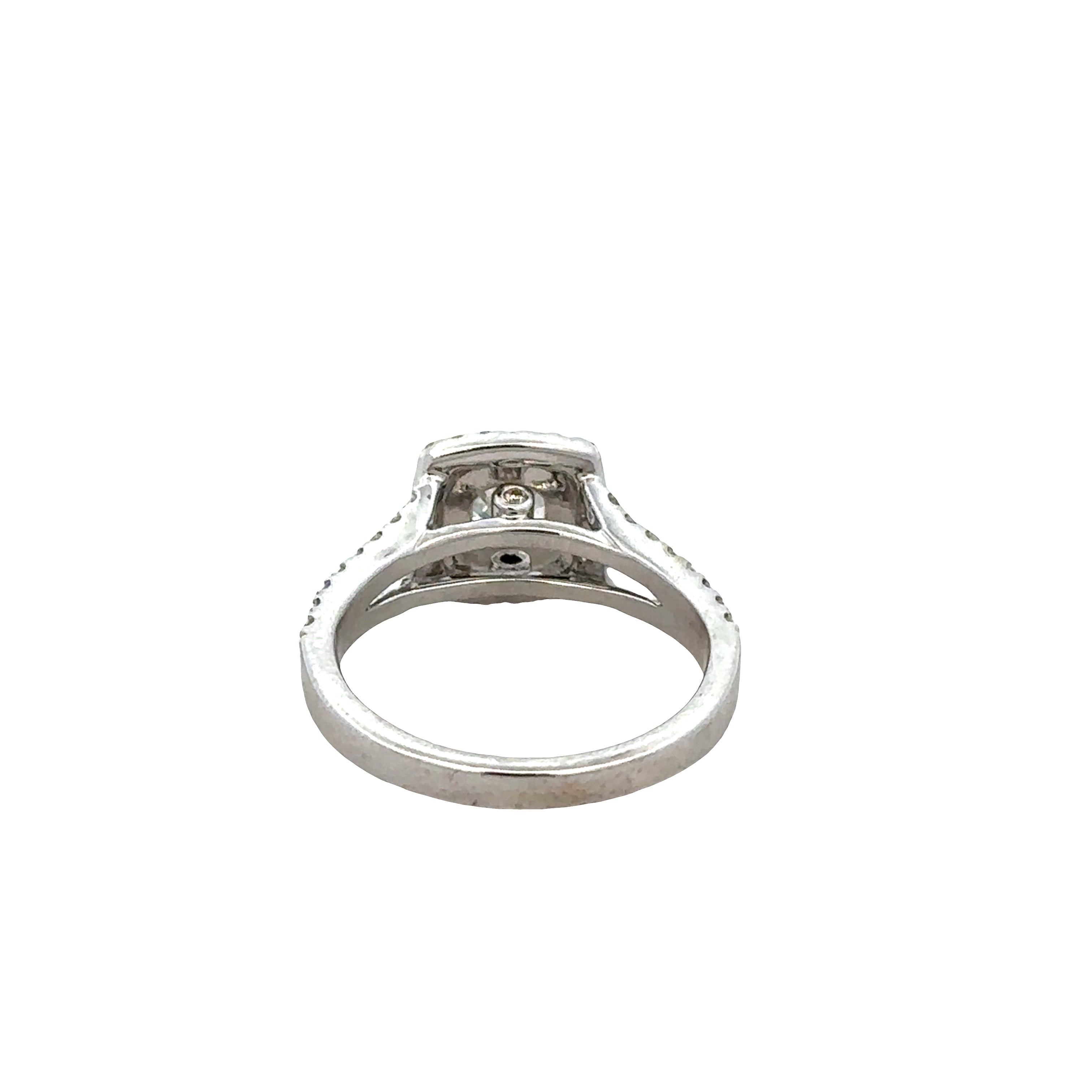 14k White Gold Cushion Cut Diamond Double Halo Engagement Ring – Size 5.25