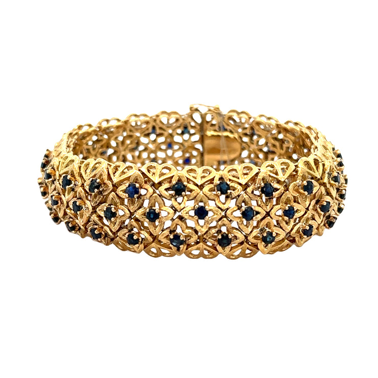 Vintage 1960s-70s Sapphire Bracelet in Yellow Gold