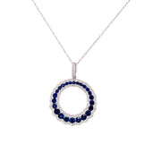 Circular Sapphire and Diamond Pendant