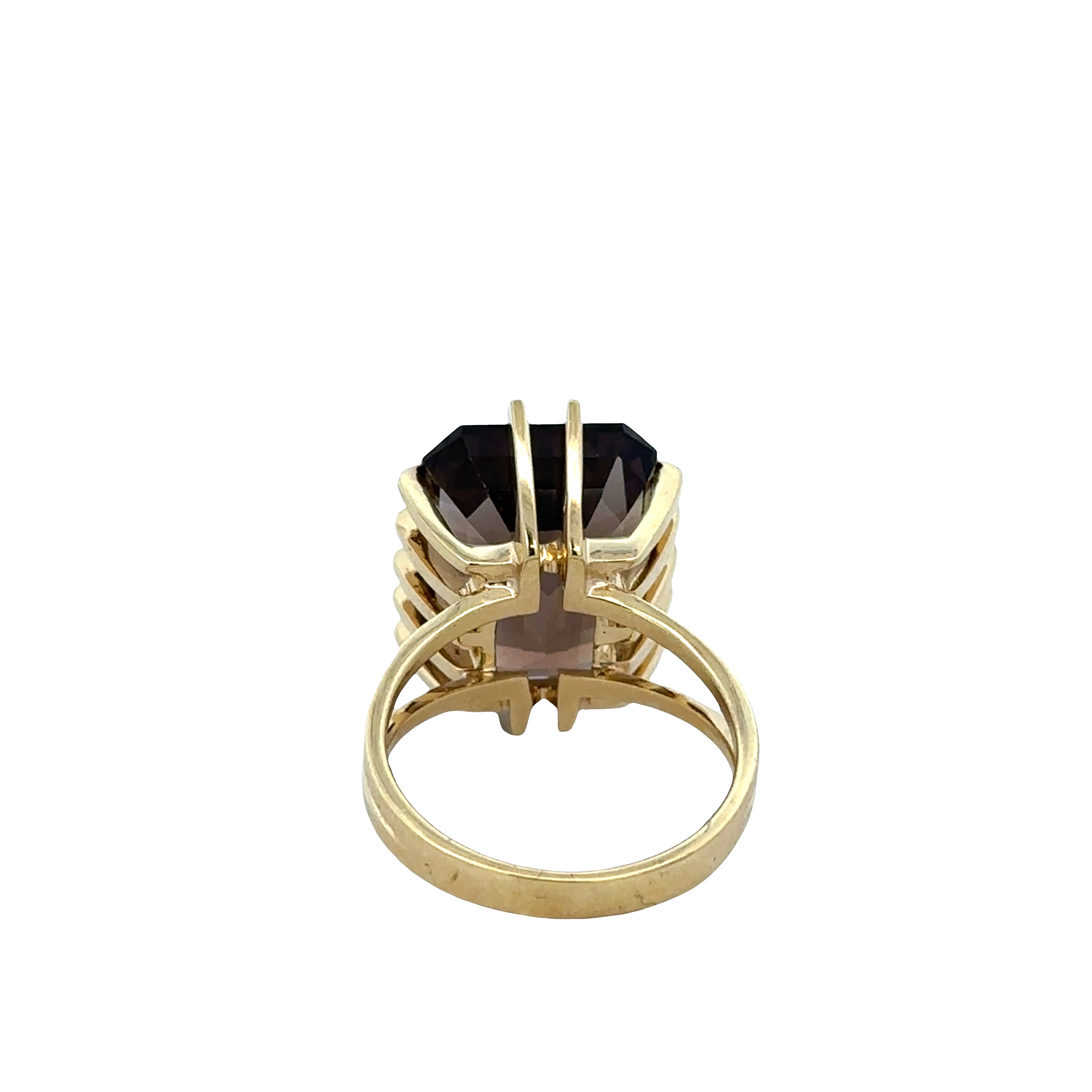 Vintage 18k Yellow Gold Ring with 13.19 Carat Smoky Quartz