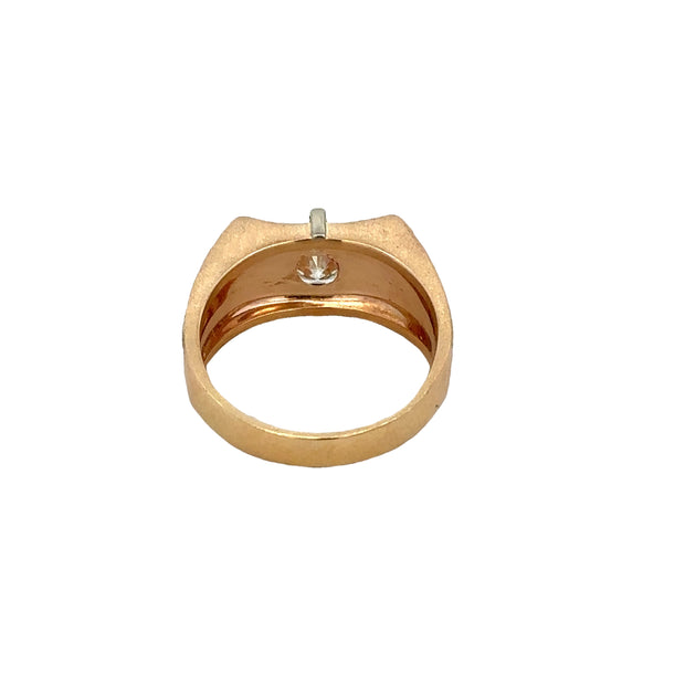 Vintage Men's Diamond Ring in Two Tone Gold