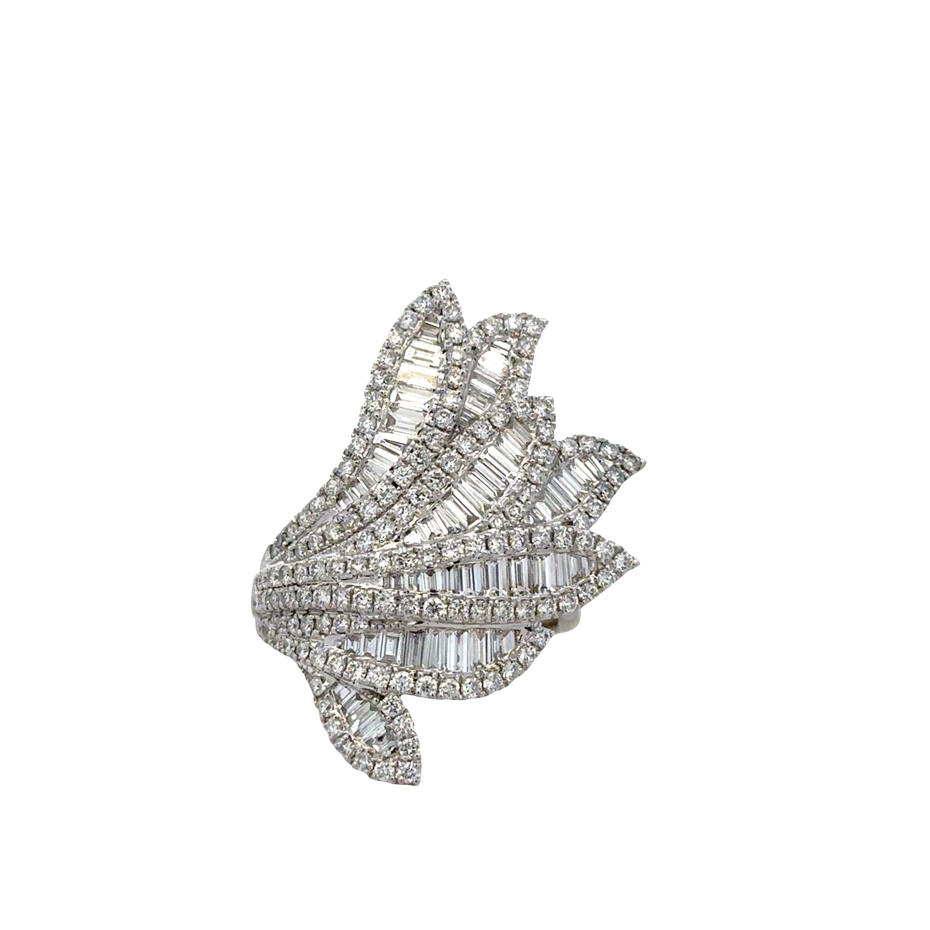 14k Yellow Gold 2.36 Carat Diamond Foliate Statement Ring – Size 6.5
