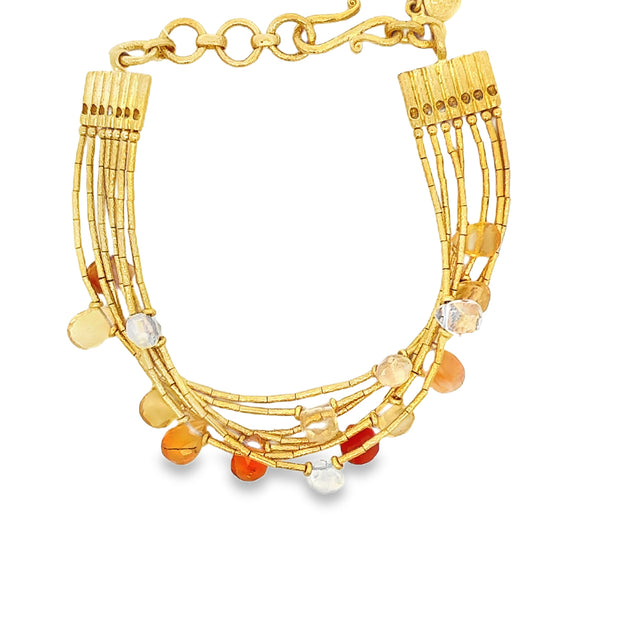 Gemstone Multistrand Bracelet in 23k Yellow Gold