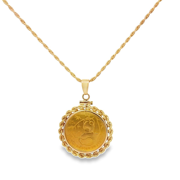 Vintage 1985 Panda Coin Pendant in Yellow Gold