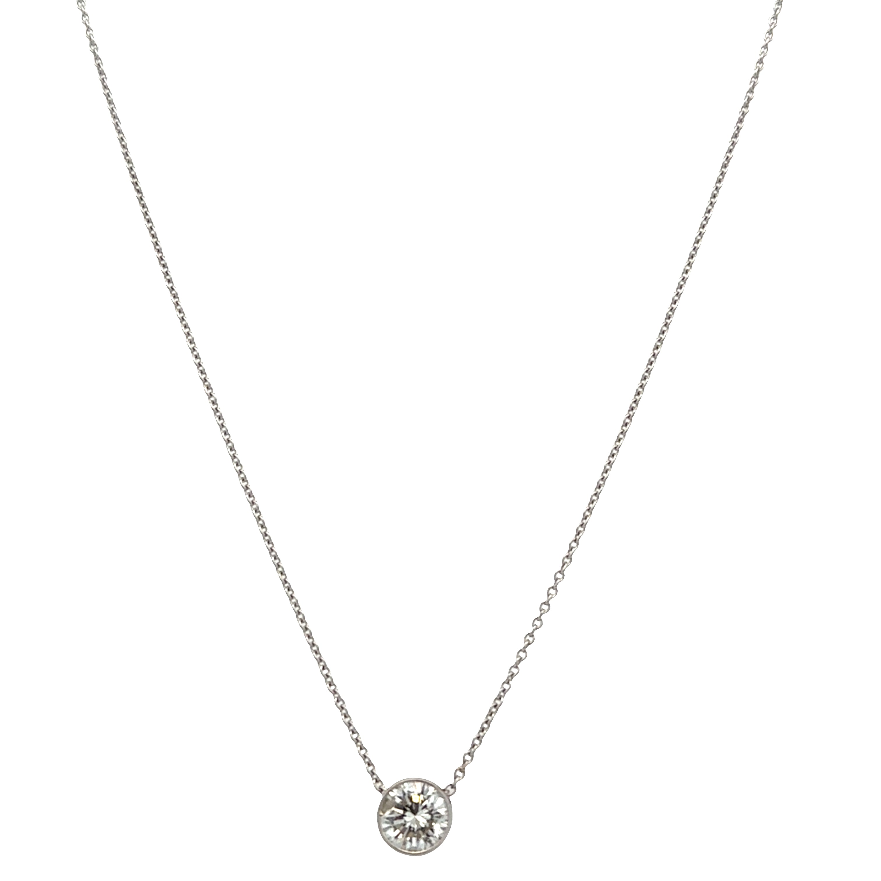 14k White Gold 1.01 ct. Diamond Bezel Station Necklace – 16" Long
