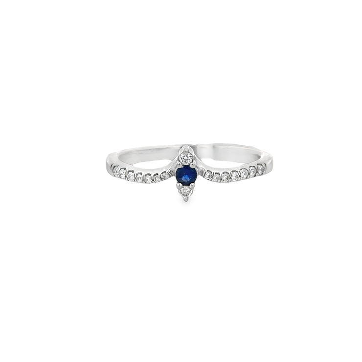 Curved Sapphire and Diamond Band in White Gold