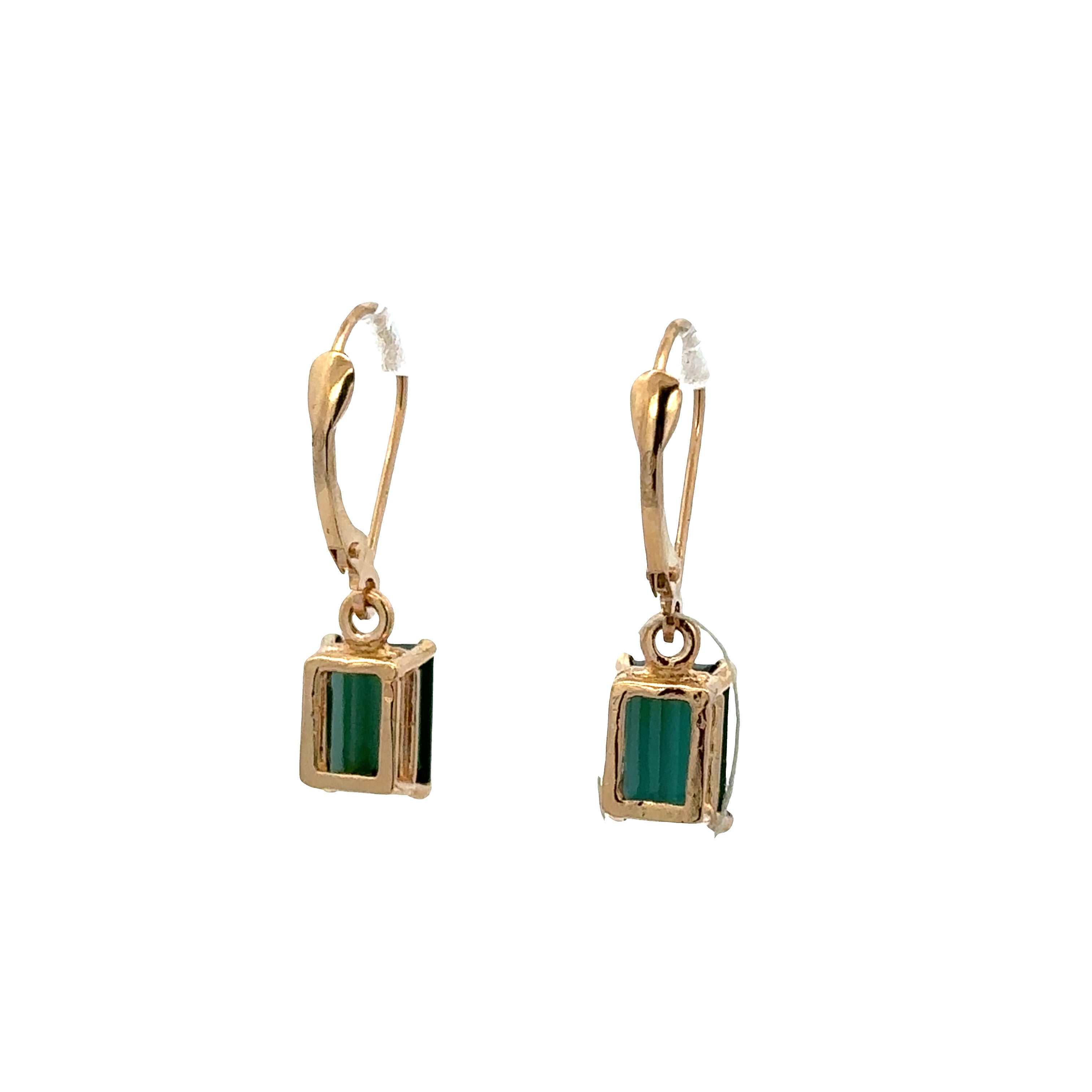 14k Yellow Gold Green Tourmaline Drop Earrings – 1" Tall
