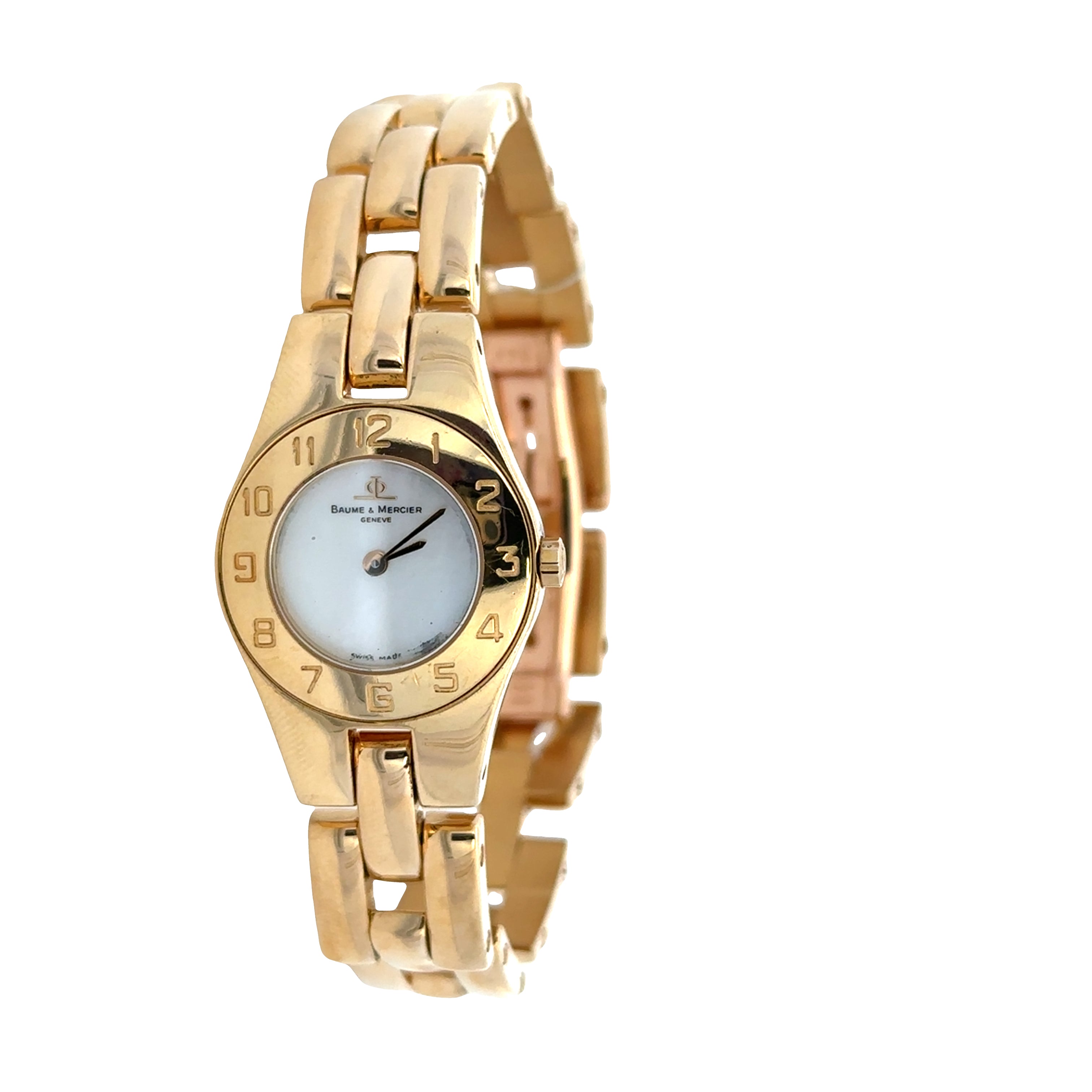 Pre-Owned Baume & Mercier Ladies 18k Yellow Gold Wristwatch – 22mm Mother of Pearl Dial