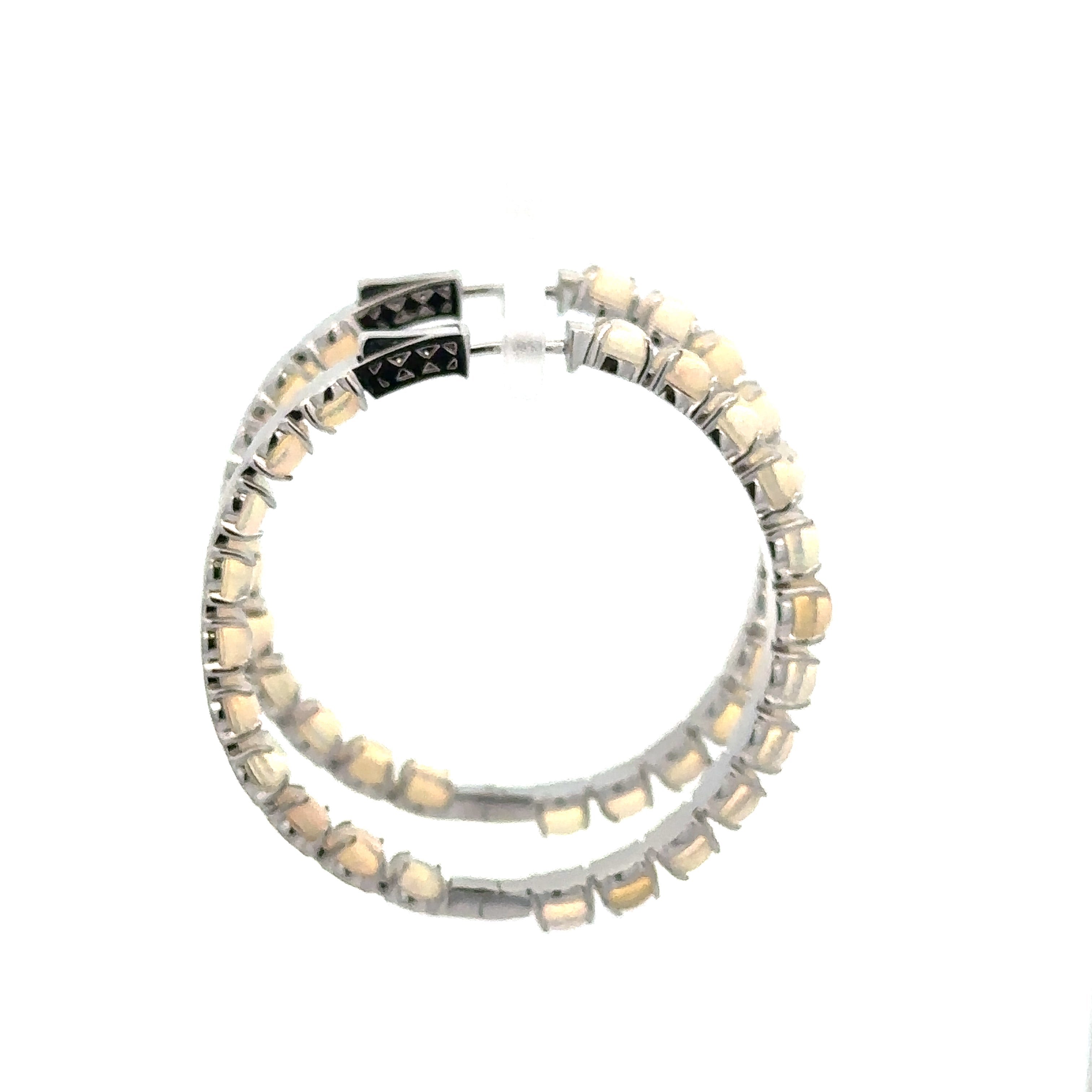 Ethipoian Jelly Opal Hoop Earrings in White Gold