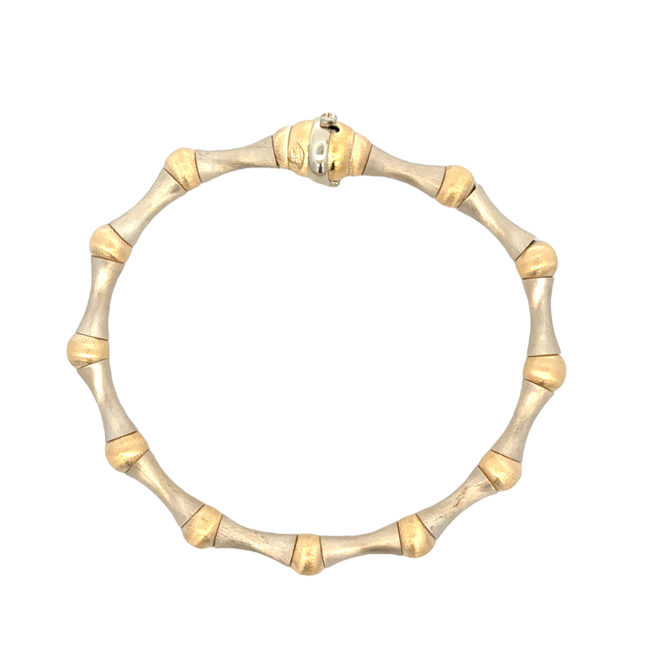 Two Tone Spiral Bracelet in Brushed 14k Gold