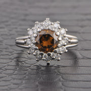 Estate Vintage Tiffany & Co. Fancy Brown Diamond Halo Ring in Platinum