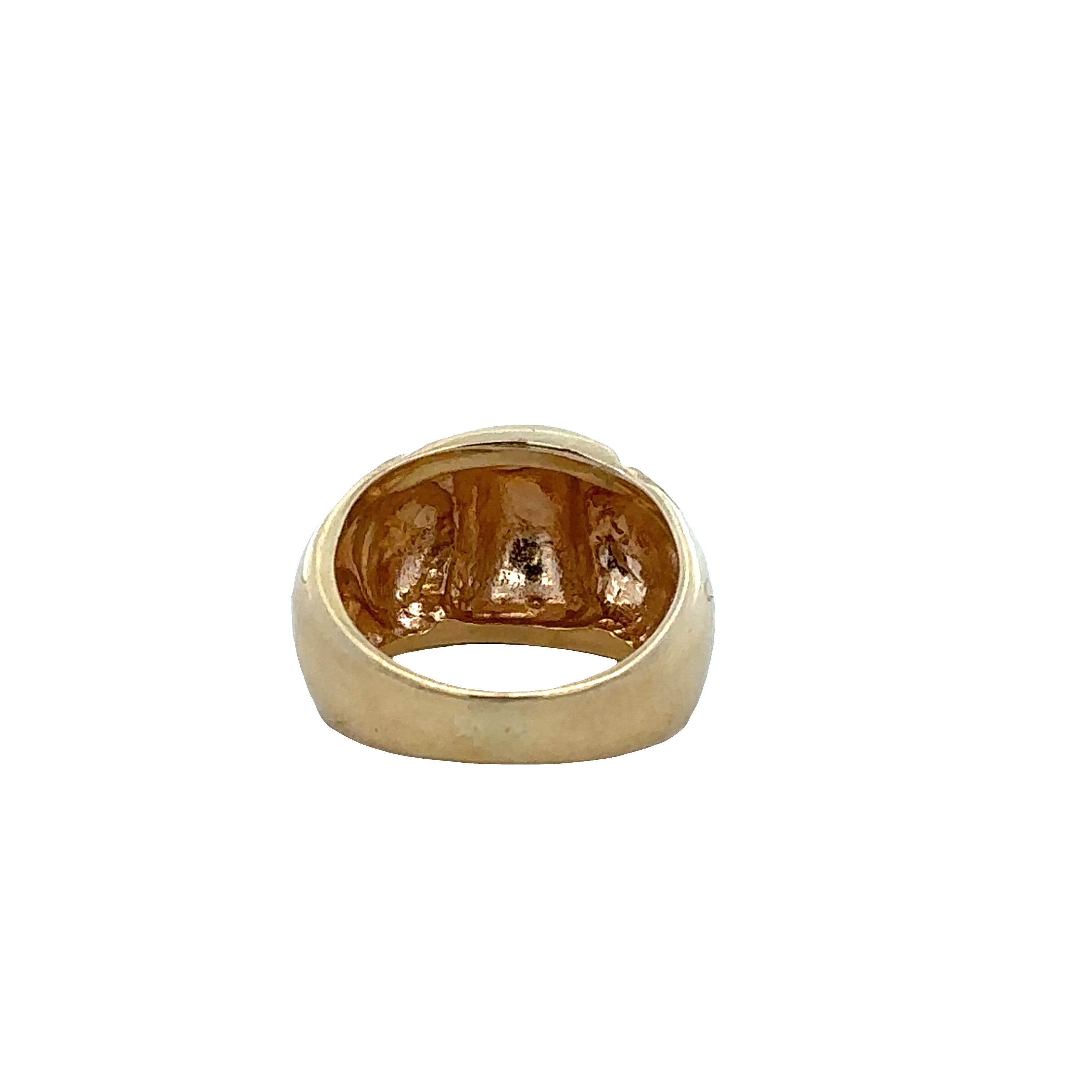 14k Yellow Gold Textured Domed Ring – Size 5