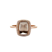 Smoky Quartz and Diamond Ring in Rose Gold