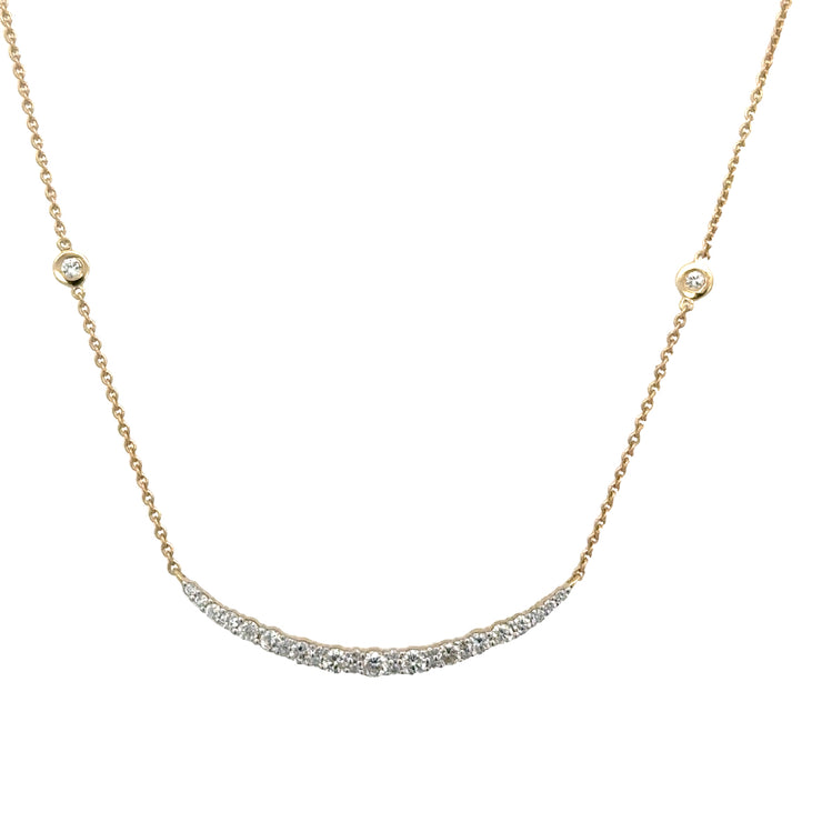 Curved Diamond Bar Pendant in Yellow Gold