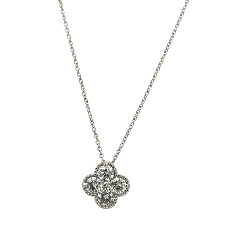 Quatrefoil Diamond Pendant in White Gold